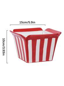 Cartoon Striped Ceramic French Fry Bucket, 750ML, Essential For Home Movie Nights, Popcorn Storage Container, Living Room Kitchen Snack Box, Home Decor (1pc) - Multicolor - View 2