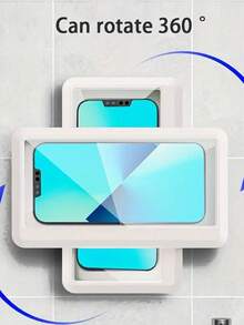 360°旋转防水手机支架,适用于淋浴,可触摸,适用于浴缸、厨房、墙壁和浴室,适用于最大6.8英寸的手机,无需钻孔 - 彩色 - 查看 5