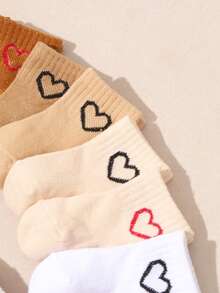 10双随机颜色彩虹爱心中筒袜，适合婴儿日常休闲穿着、玩耍、运动、旅行、聚会等场合，可爱爱心设计，舒适透气，男女通用夏季袜 - 彩色 - 查看 6