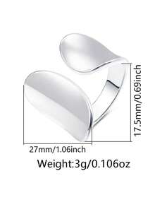 1 chiếc nhẫn bạc 925 cao cấp dành cho nữ, thiết kế tối giản, hình bầu dục kép, bề mặt nhẵn bóng, kèm hộp quà, thích hợp đeo hàng ngày và trong các dịp lễ. - Bạc - Xem 3