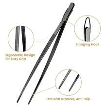 Pinzas de cocina de 10/12 pulgadas, pinzas de acero inoxidable para cocinar, barbacoa, estilismo de alimentos, belleza, reparación, alimentación de mascotas, artes y manualidades - Plata 30CM - Ver 3