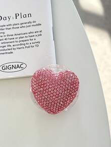 Adjustable Heart-Shaped Element 1pc Sparkling Diamond Heart-Shaped Phone Stand Adhesive Telescopic Desktop Phone Holder Phone Grip Holder Valentine's Day Gift For Family And Friends - Multicolor - View 13