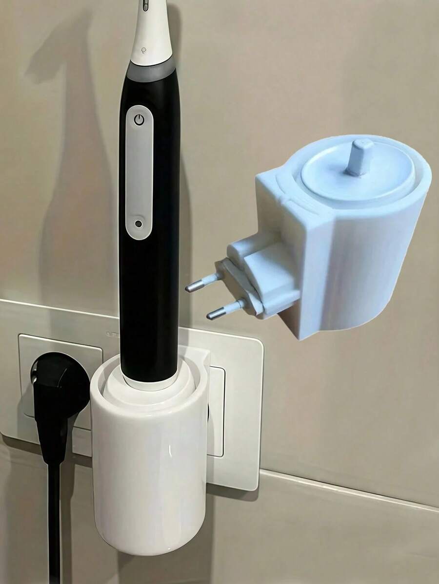 Base de carga para cepillo de dientes eléctrico con soporte de montaje en pared y organizador de cables - Organiza tus cargadores | Almacenamiento de baño, organización de encimera, accesorios de cargador, suministros de baño, decoración, almacenamiento de inodoro. Entrega aleatoria con o sin clips.