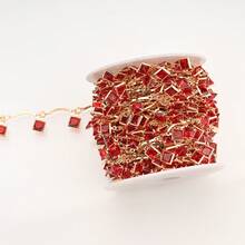 1 Meter Colorful Zirconia Handmade Square-Shaped Zirconia Chain Accessory Jewelry Making Chains For Women Jewelry Making Clothing Shoes And Bags Making Chains Accessory