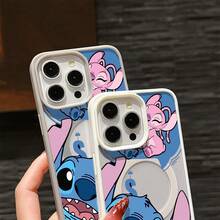 This Disney Lilo & Stitch Phone Case, Featuring Stitch And Angel Cartoon Characters, Boasts A Cute And Playful Design, A Simple And Stylish Appearance, And A Smooth And Comfortable Feel. It Features A Magnetic Back, Camera Protection, A Transparent And Fashionable Back Panel, And Reinforced Corners For Effective Drop Protection, Making It An Ideal Choice For Young People. This Phone Case Is Compatible With IPhone 17/16/15/14/13/...12/11/XR/XS/X Series And SamsungGalaxy S22, S23, S24, And S25 Series Phones. It's The Perfect Gift For Friends And Family. - màu đen - Xem 10