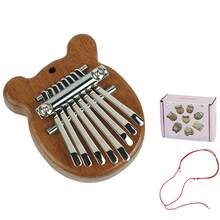 1 Set Mini Teardrop Bear Shaped 8-Note Kalimba Thumb Piano, Solid Wood 5-Finger Kalimba, Portable Plucked Instrument For Beginners, 8-Key Thumb Piano, Portable Wooden Mbira Thumb Piano For Piano Beginners, Bear Shaped, Percussion Instrument, Birthday Gift For Teens/Youth (Also Can Be Used As Necklace Or Keychain), Learning Supplies, Valentine's Day Gift - Multicolor - View 10