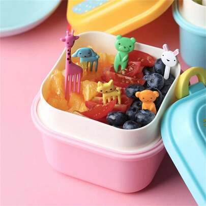 1 Pacote com 10pçs Garfo Flexível de Animal Decorativo Fofo / para Comida / Frutas / Ferramenta Acessória para Lancheira