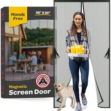 Mag.Netic Screen Door, Hands-Free Kidsssss/Pet-Friendly Walk Through - Se- Mag.Netic Closure Screen Door Mesh, Stay-Open Option With Buckles - Keeps Bugs Out Lets Breeze In, Fits Door Size (39.4\ X 82.7\) - 39.4英寸 x 82.7英寸 - 查看 9