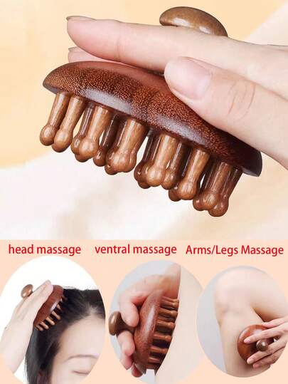 Natural Wooden Meridian Comb, Head Relaxation Tool, Awakens Scalp, Stimulates Hair Growth, Unblocks Scalp Meridians, Portable Massager, Soothes And Relaxes Whole Body, Can Also Be Used For Abdominal And Limb Massage
