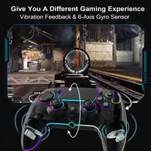 Wireless Controller With 7 Colors RGB Light For P-S5 Pro/Slim,Steam,IOS,PC Windows/Android 10 And Above,Support Microphone/Dual Vibration/Turbo/Programmable, With 3.5mm Audio Jack - màu đen - Xem 3