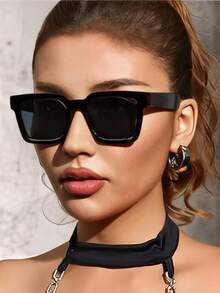 1pc Thick Square Frame Unisex Fashion Eyeglasses, Suitable For Street Style, Bars, Clubs, Music Festivals, Fits All Face Shapes