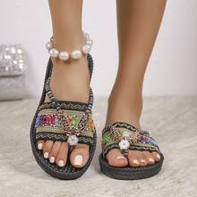 Women's Fashion Round Toe Flip Flops, Vacation Beach Sandals - Color - View 1