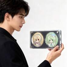 Cartoon Character Black Badge Display Rack, Acrylic Bubble Showcase, High Transparency Dustproof Thickened Photo Frame, Suitable For Displaying Badges Of Gummy And Gummy Series, Bubble Or Badge Size Is 58mm, Can Hold 2, 4 Or 6 Bubbles - Black - View 4