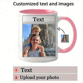1 st personlig textmugg, kan anpassas med pappas foto, fars dag-present, present till fru eller barn, unik födelsedagspresent till jul