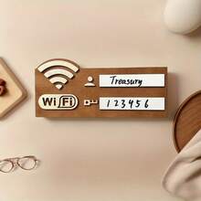 New 2D Retro Flat WiFi Network Sign - Wireless Router Password Plate Without Power, Artificial/Brown Retro Plaque, Home Office Cafe Decor - Housewarming Or Mother's Day Gift, Password Reminder, Minimalist Style, Wooden Material - Multicolor - View 4