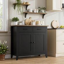 Clóset de almacenamiento de cocina, moderno clóset buffet de granja con almacenamiento, barra de café con 2 cajones y 2 puertas, aparador de piso buffet para sala de estar, comedor, baño, & cocina | cocina accesorios | accesorios para cocina - J123 - Ver 4