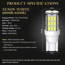 10个超亮房车拖车T10 921 194 42-SMD 12V汽车倒车LED灯泡，光束宽度灯，氙气白光