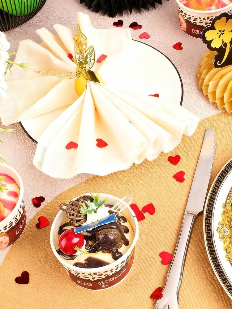 15g Valentine's Day Red Metallic Foil Heart Confetti, Glitter Sequins Table Scatter For Wedding/Bridal Shower/Birthday Party & Home Decoration - Red - View 7