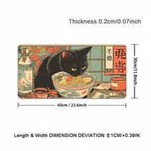 1件装黑猫爱拉面店卡通艺术大号游戏鼠标垫，光滑键盘垫，带缝边桌面垫，防滑橡胶底座鼠标垫，电脑配件，适用于办公室和家庭 - 彩色 - 查看 16