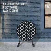 Folding Side Table, Foldable Coffee Table, Outdoor Garden Table, Small Round Patio Table - Black Grid - Black Grid - View 7