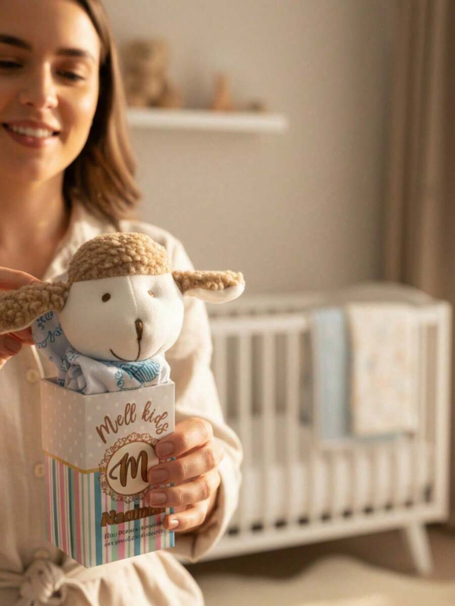 Baby Blanket With Lion Plush Toy And Green Microsoft Lining. - BROWN SHEEP - View 1