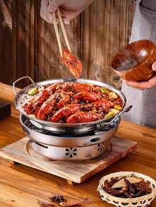 一套不锈钢加热底座炉盘，高品质不锈钢明火火锅底座，可加热餐具，防风酒精炉加热盘，适用于家庭、商业、餐厅、礼品、派对等场合。 - 銀色 - 查看 4