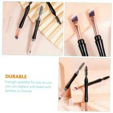 WOONEKY Kit de 10 piezas de brochas de maquillaje de doble extremo para cejas y pestañas, portátil, con tapa, ligero, separador de pestañas y aplicador de cejas para aplicación de maquillaje de ojos - Blanco - Ver 6