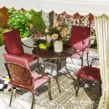 Set Of 4 Seat Cushions, 108 X 50 X 5 Cm, Chair Cushions With Ties, Indoor/Outdoor Seat Cushions, Seat Pads, Bench Cushions For Garden Furniture, Chairs, Dining Chairs, Burgundy - 珊瑚橙 - 查看 7