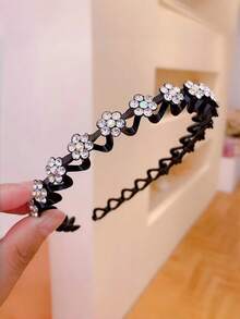 4 pezzi Elegante fascia per capelli/cerchietto decorato con fiori in strass antiscivolo, adatto per ragazze - Accessori per capelli decorativi floreali - Adatto per uso quotidiano, feste e occasioni speciali - Multicolore - Visualizzare 7