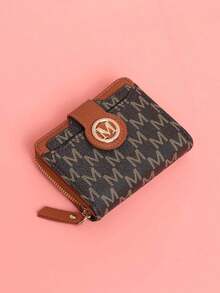 New Litchi Texture Letter Wallet Multi-Card Slots Short Style Small Women Bag Thick Korean Fashion Compact Vintage Coin Purse For Women Money Wallet Mini Wallet Purse Wallet Small Wallet Cute Wallet Card Wallet Coin Wallet - Coffee - 查看 6