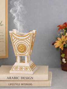 1 Set Quemador de incienso árabe elegante, adecuado para la decoración del Ramadán - Decoración islámica tradicional para el hogar, Soporte para incienso Bakhoor, Regalo del Ramadán, Decoración del Eid Al-Fitr, Esencial para el Ramadán 2025