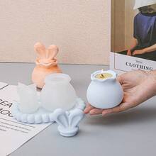 2pcs/Set Resin Silicone Molds, Rabbit Shaped Storage Jars, Epoxy Resin Silicone Molds, Rabbit Ear Lids, Storage Jars, Candle Holders, Jewelry Organizers, Cement, Gypsum, Clay Molds, Desktop Aromatherapy Decor, Storage Jars, Handmade Easter Gifts, Birthday Party Decorations, Baby Shower Decor, Home Accents - White - View 10