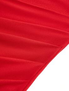 Elegant Asymmetrical Off-The-Shoulder Dress – Fitted Silhouette With Pleated Details, Ideal For Spring/Summer Evening Wear, Parties, Nightclubs & Fashionable Weddings - Red - View 11