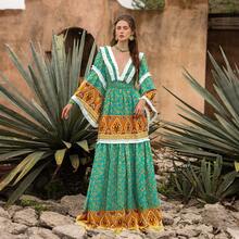 Faeriesty Bohemian Style: Embroidered Dress, Flare Sleeves, Tassel Details, Suitable For Weddings, Bridal Photoshoots, Destination Weddings, Garden Parties, And Photography,Vacation Essentials - Mustard Yellow - View 4