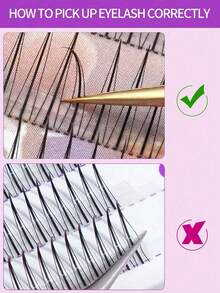 200 Single-Cluster 8-12mm A-Shaped Pointed-Tailed False Eyelashes, Large-Capacity, Natural Curling, Slender, Super-Soft, Simulated Ultra-Fine Black Stems, Enlarged Eyes, Distinct Roots, Segmented Grafted Hair, Daily Portable, Light And Skin-Friendly - Black - View 10
