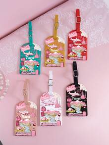 1 Stück leichter und strapazierfähiger PU Gepäckanhänger, geeignet für Reisekoffer, Rucksack, Kreuzfahrttasche, Rucksack-Zubehör, ideal für Bordkarten, unverzichtbar für Herbstreisen und die Rückkehr zur Schule - Muster E - Übersicht 6