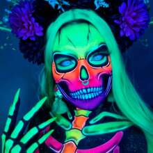 CYPN6 Crayones Neón Fluorescentes Brillan con Luz Negra Uv Make Up Glow Maquillaje en Blister Pinta Caritas de Halloween Grupo CarnavalliaFashion - Multicolor - Ver 6