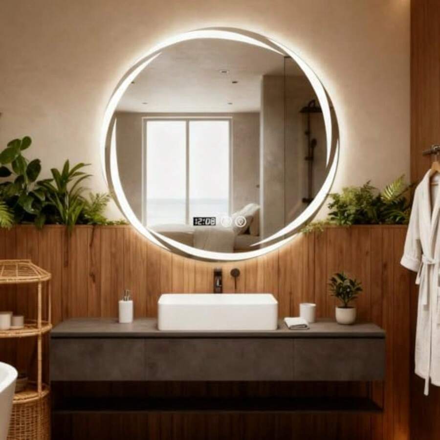 CYPNEspejo para Baño Redondo con Luz LED 80 cm Espejo Circular Inteligente Antivaho con 3 Temperaturas de Color Ajustables Función de Memoria Reloj Digital y Botones Táctiles para Tocador o DormitorioFashion - 227499697 - Ver 1