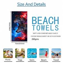1pc Snow Wolf Beach Towel, Super Soft Microfiber Extra Large Beach Blanket, Super Absorbent Bath Towel, Suitable For Travel, Swimming Pool, Diving, Surfing, Yoga, Camping, Available In Multiple Sizes, Beach Accessories For Beach, Pool, Travel, Camping, Yoga - Multicolor - View 25