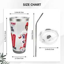 304 Stainless Steel Double Silver Edge Vacuum Insulated Drum 340g - Reusable Travel Cup With Stainless Steel Straw - This Is A Stainless Steel Water Cup About The Bryce Harper Theme - Leak Proof, Sweat Proof, Can Maintain Hot And Cold Temperatures For Hours, Frees Of Bisphenol A, Suitable For Car Cup Holders, Very Suitable For Match Days, Sports Events, Commuting, Office Rest And Outdoor Activities, Durable Double Wall Structure Fashionable Fan Gift - Silver - View 3