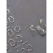 1pc 5D Gold/Silver/White Line French Style Nail Art Stickers High Quality 5D Embossed Crystal Diamond Nail Sticker Art Decal Design Gem Press On Nail Wraps Decals Manicure Decoration Accessories - Bạc - Xem 4