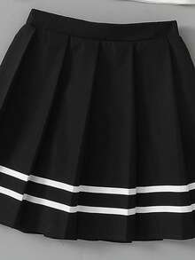 女童短袖百褶裙两件套，小马印花图案，简约设计，清新甜美日常穿搭 - 白色 - 查看 8