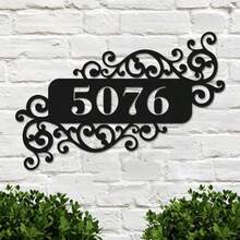 Personalized Metal Address Plaque/Custom House Number Address Sign/Front Door Wall Hanger Signs Metal Sign Outdoor /Housewarming Gifts - Black - View 7