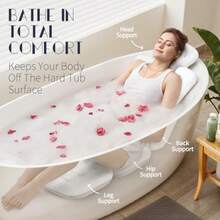 Almohada de baño de cuerpo completo para tina cojín grueso para tina con bolsa de lavandería almohada de lujo para tina para reposacabezas cuello y espalda blanca 56 x 16 pulgadas - Blanco - Ver 3