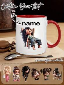 Customizable Mug - The Perfect Gift Choice, Featuring Personalized Cartoon Character Patterns On A Coffee Mug, Suitable For Valentine's Day, Unique Couples Mugs, Bridesmaids' Gifts, Newlyweds' Mugs, Housewarming Gifts, Anniversary Gifts, Graduation Gifts, Girlfriend Anniversary Gifts, Mother's Day Gifts, Birthday Gifts, Children's Day Gifts, And Father's Day Gifts.