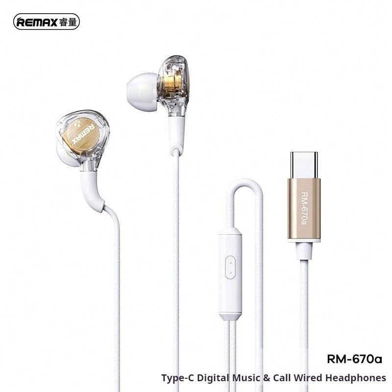 REMAX Type-C數位版音樂通話有線耳機 RM-670a - Type C - 查看 1