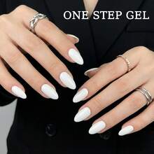 Sơn gel một bước 3 trong 1 màu trắng tinh khiết 15ml, không cần lớp sơn lót hay sơn phủ, màu trắng đặc lý tưởng cho móng tay kiểu Pháp, móng cưới, móng cô dâu, móng nghệ thuật tuyết Giáng sinh, sơn gel UV LED dung tích lớn. - trắng - Xem 7