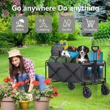 Carro Plegable Multifuncional Aire Libre.Carro Plegable con Mango Ajustable y Ruedas Giratorias De 360 Grados. para Exteriores,Campamento,Compras, Supermercado (Negro)(default) - Multicolor - Ver 7