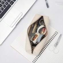 Canvas Pencil Case Stationery Bag Pencil Case Storage Cosmetic Bag (Black, S) - 黑色的 - 查看 8