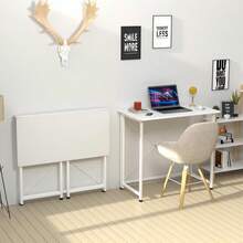 Folding Desk, Computer Table, Compact No Assembly, Study Table For Home Office, Craft Computer Desk, 80 X 45 X 74 Cm - MESA-8045-BLANCO. - Xem 6
